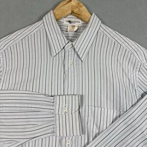 Vintage Vestimenta Mens Button Down Shirt 15.5 39 M Blue Stripe Italy Cotton